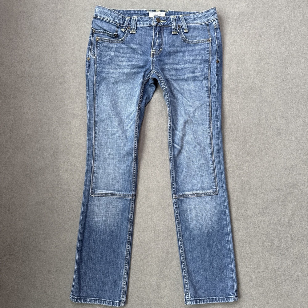 Tavernity So Jeans Womens 30 Blue Tracy Straight Low RIse Panel Knee Stretch Y2K